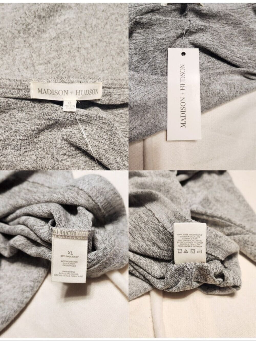 Madison + Hudson Grey Black Bow Sweater Knit Top X-Large - Picture 7 of 8